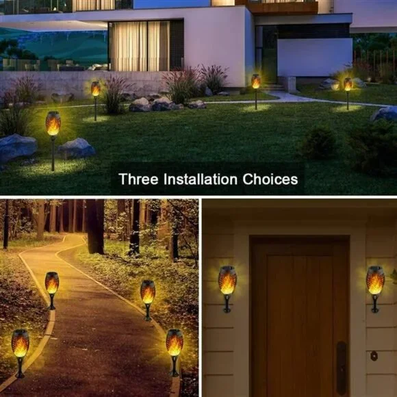 10Pack Solar Outdoor Lights, Solar Tiki Torches with Flickering Flame